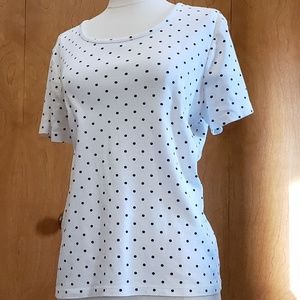 White Tee with Black Polka Dots